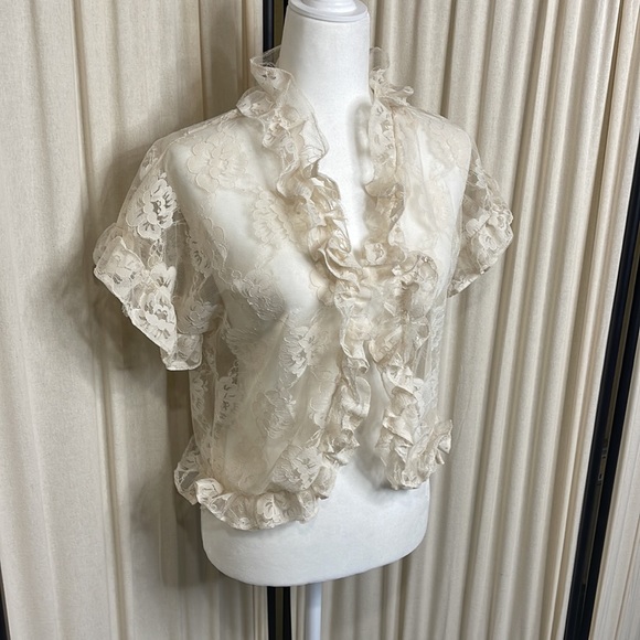 EUC- VINTAGE HAND MADE DELICATE LACE BLAZER SIZE SIZE LARGE - Picture 2 of 8